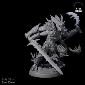 Multi-armed Sahuagin, Merrow or Kau-Toa Warrior Miniature for D&D, Dungeons and Dragons, Pathfinder and many other tabletop games
