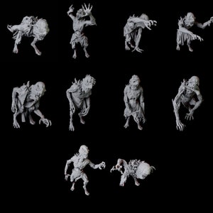 10 Ghoul or Zombie Miniatures for D&D, Dungeons and Dragons, Pathfinder and many other tabletop games