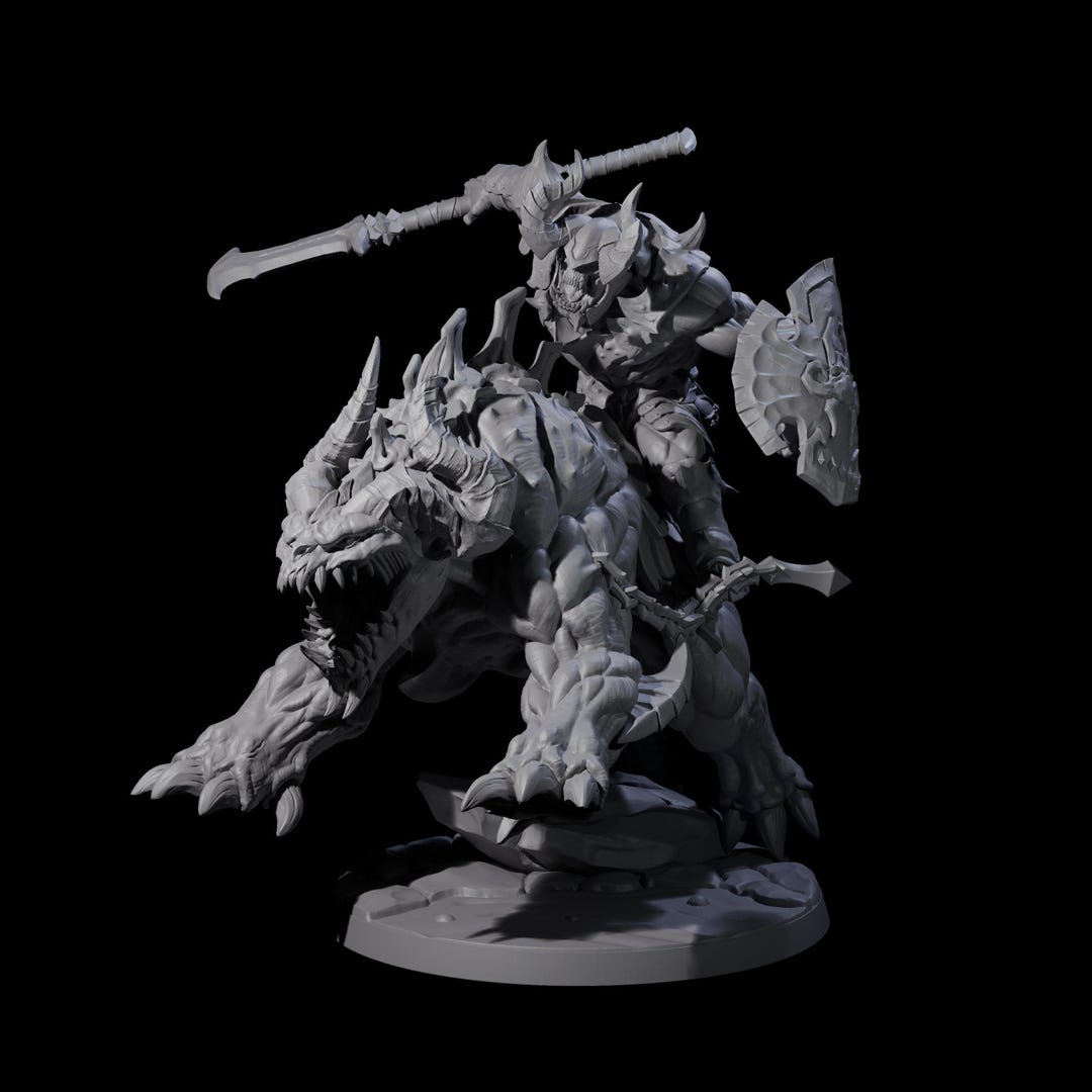 Pathfinder Ravager Demonic Ravager Riding Hellhound A Miniature for D&D, Dungeons and ...
