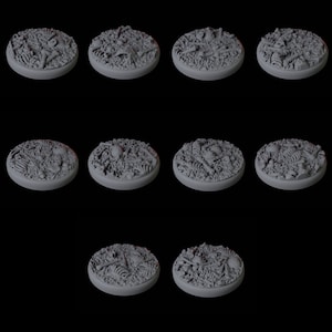 10 25mm Circular Bases with skulls and bones for D&D, Dungeons and Dragons, Pathfinder and many other tabletop games