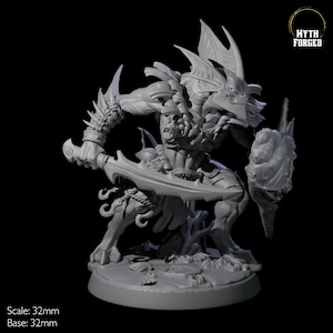 Sodden Sahuagin, Merrow or Kau-Toa Warrior Miniature A for D&D, Dungeons and Dragons, Pathfinder and many other tabletop games