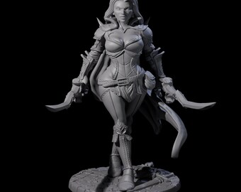 Miniatur des Schurken mit Doppelklinge für D&D, Dungeons and Dragons, Pathfinder und viele andere Tabletop-Spiele