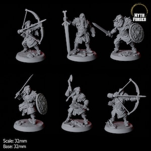 Six Northmen Berserker Viking Miniatures for D&D, Dungeons and Dragons, Pathfinder and many other tabletop games