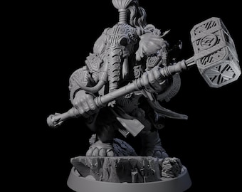 Brave Armoured Loxodon M Miniature for D&D, Dungeons and Dragons, Pathfinder and many other tabletop games