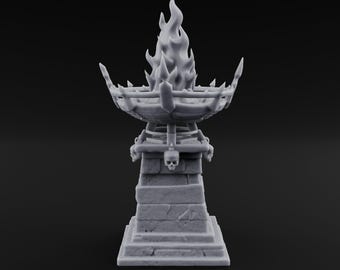 Skull-Adorned Inferno-Crowned Necromantic Brazier 3D Printed Terrain for D&D, Dungeons and Dragons, Pathfinder and Tabletop Gaming