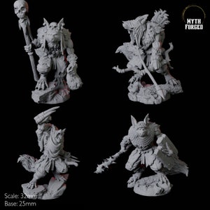 Four Cunning Kitsune Fighter Miniatures for D&D, Dungeons and Dragons, Pathfinder and many other tabletop games