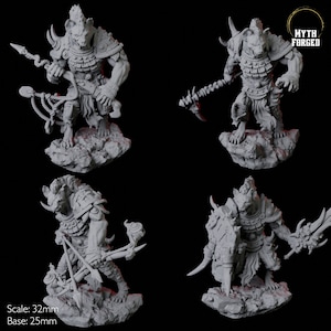 Vier Gnoll Scout Miniaturen für D&D, Dungeons and Dragons, Pathfinder und viele andere Tabletop Spiele