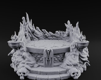 Soul-Wreathed Flame-Flanked Necromantic Ritual Dais 3D Printed Terrain for D&D, Dungeons and Dragons, Pathfinder and Tabletop Gaming