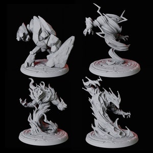Vier Elementar-Miniaturen für D&D, Dungeons and Dragons, Pathfinder und viele andere Tabletop-Spiele