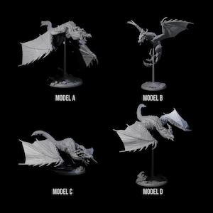 Four Evil Wyvern Miniatures for D&D, Dungeons and Dragons, Pathfinder and many other tabletop games