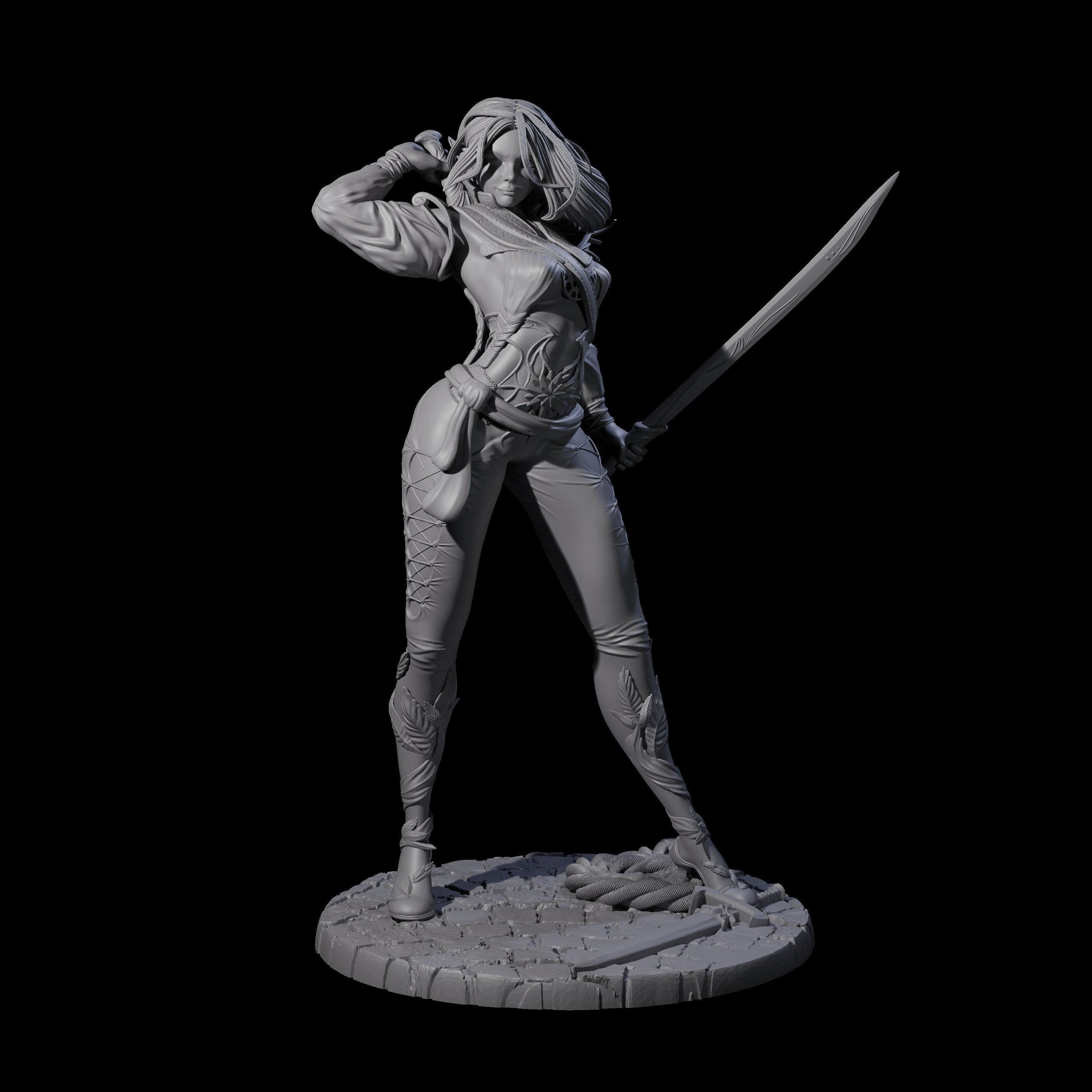 Abina - Daring Elf Swordmaster Miniature for D&D, Dungeons and