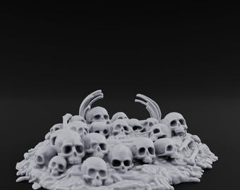 Rib-Jutting Bone-Heaped Skull Pile 3D Printed Terrain for D&D, Dungeons and Dragons, Pathfinder and Tabletop Gaming