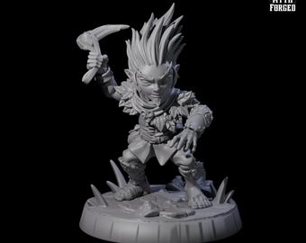 Galavanting Forest Halfling or Gnome Miniature A for D&D, Dungeons and Dragons, Pathfinder and many other tabletop games