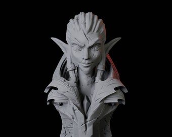 Stone Elf Bust for D&D, Dungeons and Dragons, Pathfinder and many other tabletop games