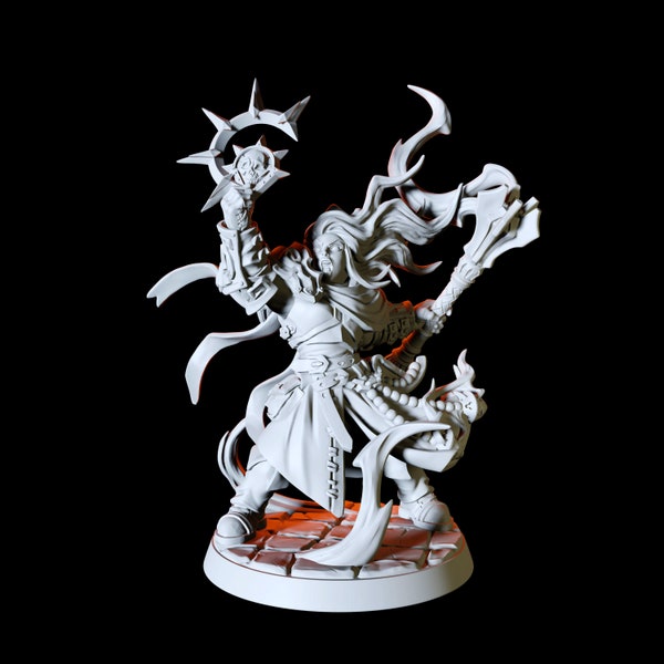 Figurine de paladin ou templier féminin humain pour D&D, Donjons et Dragons, Pathfinder et de nombreux autres jeux de rôle sur table.