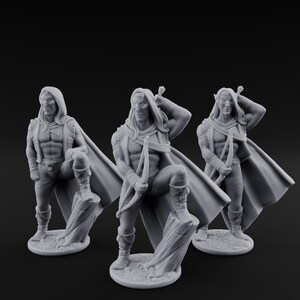Shirtless And Sneering Elf Rangers Miniature for D&D, Dungeons and Dragons, Pathfinder and many other tabletop games