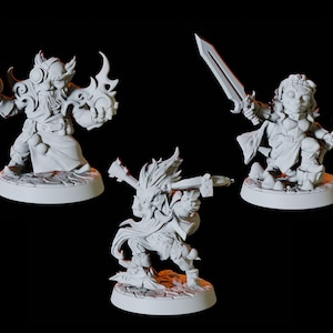 Three Gnome Adventurers for D&D, Dungeons and Dragons, Pathfinder and many other tabletop games