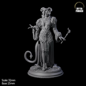 Demure Tiefling Aristocrat Miniature for D&D, Dungeons and Dragons, Pathfinder and many other tabletop games