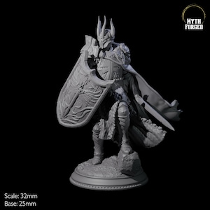 Volledig gepantserde Black Knight-miniatuur voor D&D, Dungeons and Dragons, Pathfinder en vele andere tafelspellen