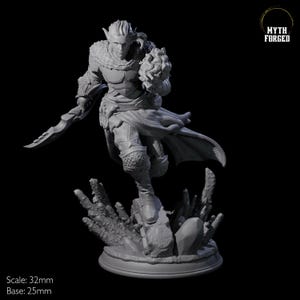 Mago ladro elfo in carica in miniatura: D&D, Pathfinder, gioco di ruolo da tavolo