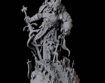 Armoured King on Throne with Lich Miniature for D&D, Dungeons and Dragons, Pathfinder and many other tabletop games