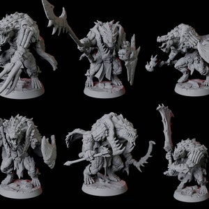 Six Powerful Frost Lizardfolk Miniatures for D&D, Dungeons and Dragons, Pathfinder and many other tabletop games