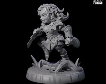 Galavanting Forest Halfling or Gnome Miniature F for D&D, Dungeons and Dragons, Pathfinder and many other tabletop games