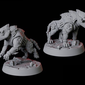 Pair of Armoured Warforged Dog Miniatures for D&D, Dungeons and Dragons, Pathfinder and many other tabletop games