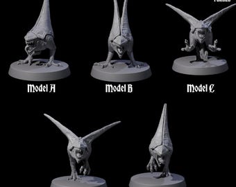 Miniatura de cinco galinhas abissais bicando para D&D, Dungeons and Dragons, Pathfinder e muitos outros jogos de mesa