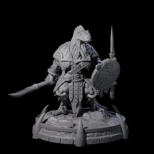 Protective Saurian Warrior G Miniature for D&D, Dungeons and Dragons, Pathfinder and many other tabletop games