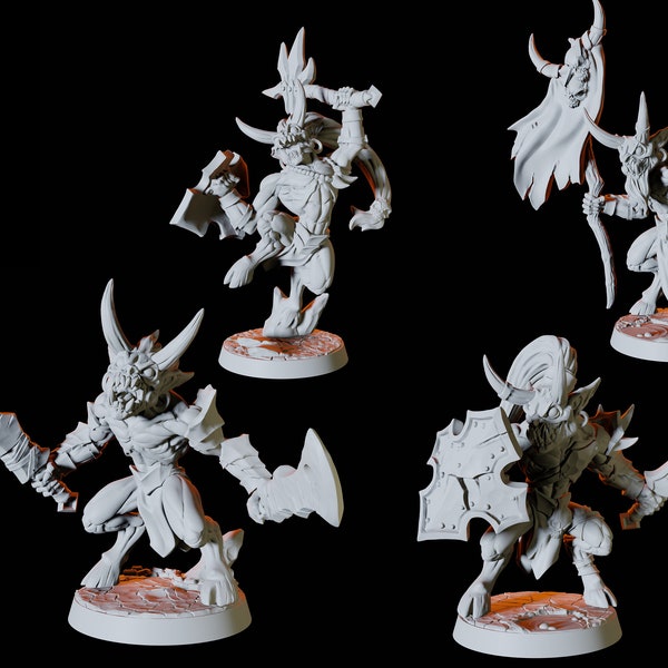 Four Demonic or Devil Soldiers for D&D, Dungeons and Dragons, Pathfinder and many other tabletop games