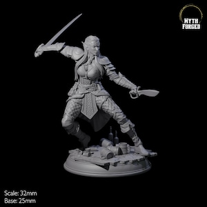 Springende Elfe, Schwertmeister Miniatur für D&D, Dungeons and Dragons, Pathfinder und viele andere Tabletop Spiele