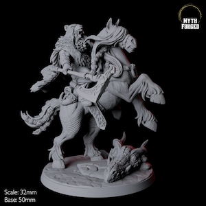 Northman Barbarian Viking Chief riding a horse Miniature for D&D, Dungeons and Dragons, Pathfinder and many other tabletop games