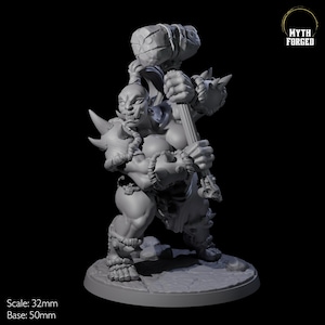 Smashing Ogre E Miniature for D&D, Dungeons and Dragons, Pathfinder and many other tabletop games