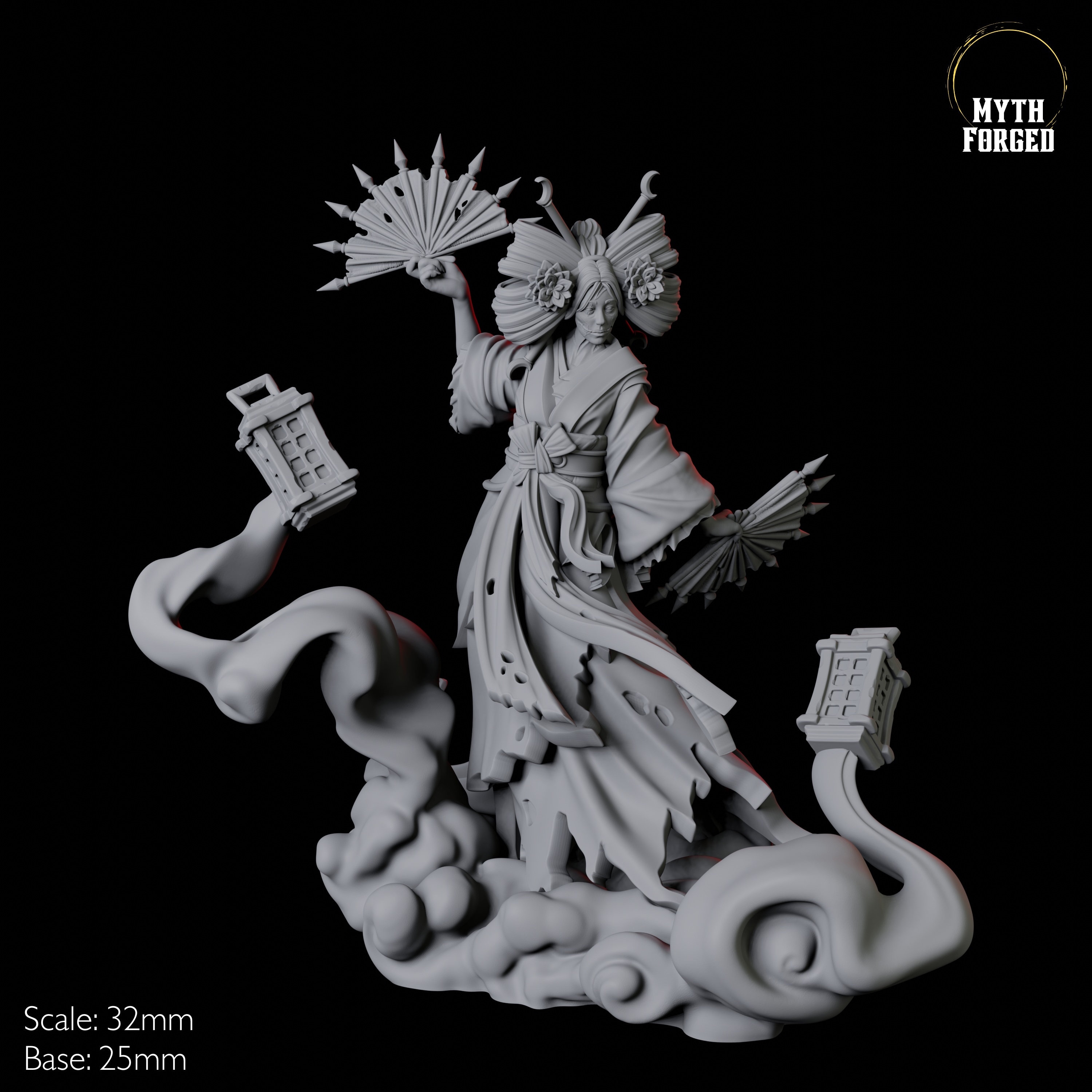 Corrupted Geisha Sorcerer Miniature B for D&D, Dungeons and Dragons, Pathfinder and many other tabletop games
