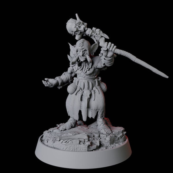 Tusked Goblin Shaman Miniature for D&D, Dungeons and Dragons, Pathfinder and many other tabletop games