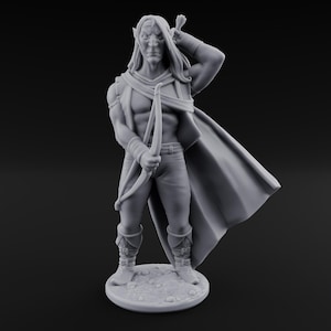 Shirtless And Sneering Elf Ranger C Miniature for D&D, Dungeons and Dragons, Pathfinder and many other tabletop games