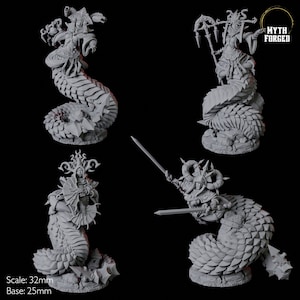 Four Shape-Shifting Yuan-ti Abomination Miniatures for D&D, Dungeons and Dragons, Pathfinder and many other tabletop games