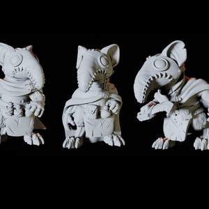 Three Mousling, Mice Plague Doctors Miniature for D&D, Dungeons and Dragons, Pathfinder and many other tabletop games