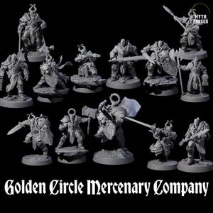 Golden Circle Mercenary Company Miniature for D&D, Dungeons and Dragons, Pathfinder and many other tabletop games