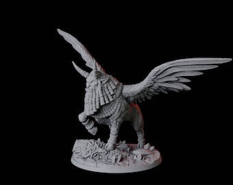 Miniatura de toro Lamassu alado para D&D, Dungeons and Dragons, Pathfinder y muchos otros juegos de mesa
