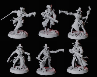 Six Vampire Hunter or Demon Hunter Miniatures for D&D, Dungeons and Dragons, Pathfinder and many other tabletop games