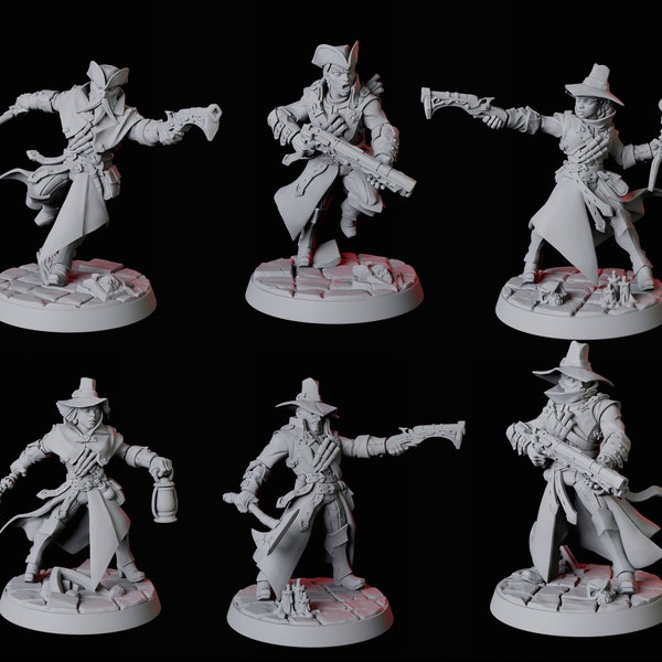 Six Vampire Hunter or Demon Hunter Miniatures for D&D, Dungeons and Dragons, Pathfinder and many other tabletop games