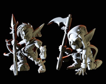 D&D、ダンジョンズ&ドラゴンズ、パスファインダー、その他多くの卓上ゲーム用のフォレストゴブリンミニチュア2体