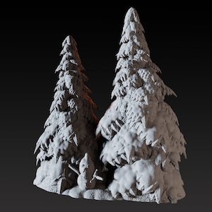 Snowy Pine Trees with Snowman Arctic Scatter Terrain Miniature for D&D, Dungeons and Dragons, Pathfinder and many other tabletop games