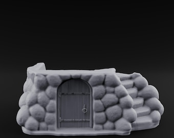 Cobblestone-Arched Stair-Flanked Underground Cellar Entrance 3D Printed Terrain for D&D, Dungeons and Dragons, Pathfinder and Tabletop Gamin