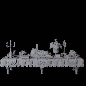 Long Feast Table Scatter Terrain Miniature for D&D, Dungeons and Dragons, Pathfinder and many other tabletop games