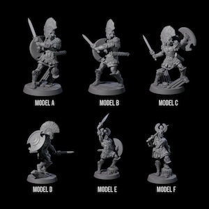 Six Greek Inspired Sword Hoplites Miniature for D&D, Dungeons and Dragons, Pathfinder and many other tabletop games