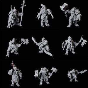 Bande de guerre orque - 9 figurines d'orques pour D&D, Donjons et Dragons, Pathfinder et de nombreux autres jeux de rôle sur table