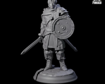 Young Human Knight Miniature: D&D, Pathfinder, Tabletop RPG